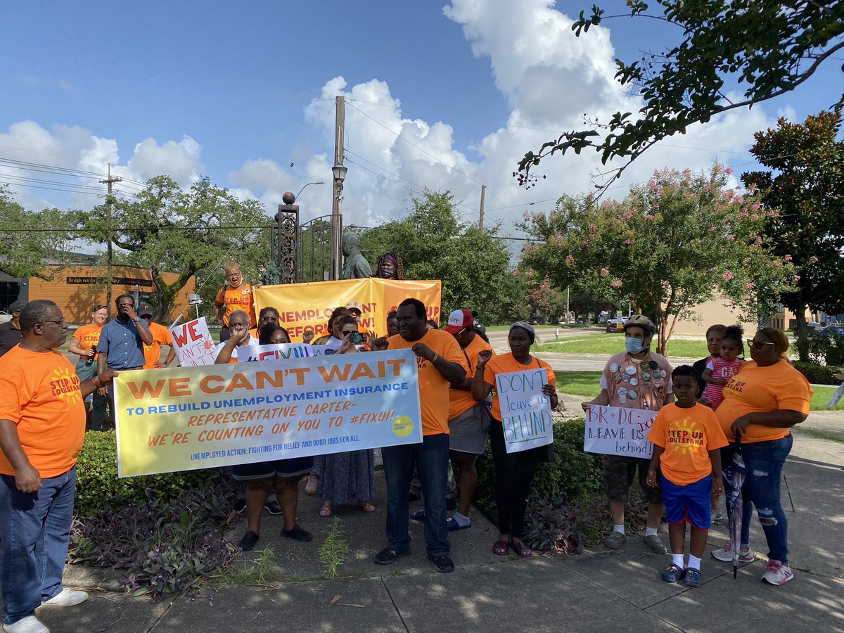 StepUpLA's tweet image. Powerful protest this morning in New Orleans to #fixui! #wecantwait @RepTroyCarter