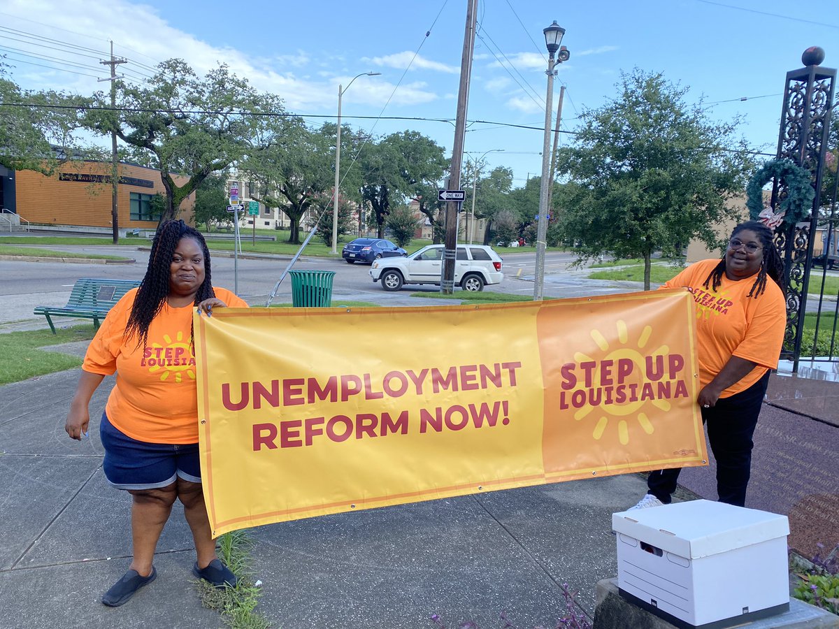 StepUpLA's tweet image. Powerful protest this morning in New Orleans to #fixui! #wecantwait @RepTroyCarter