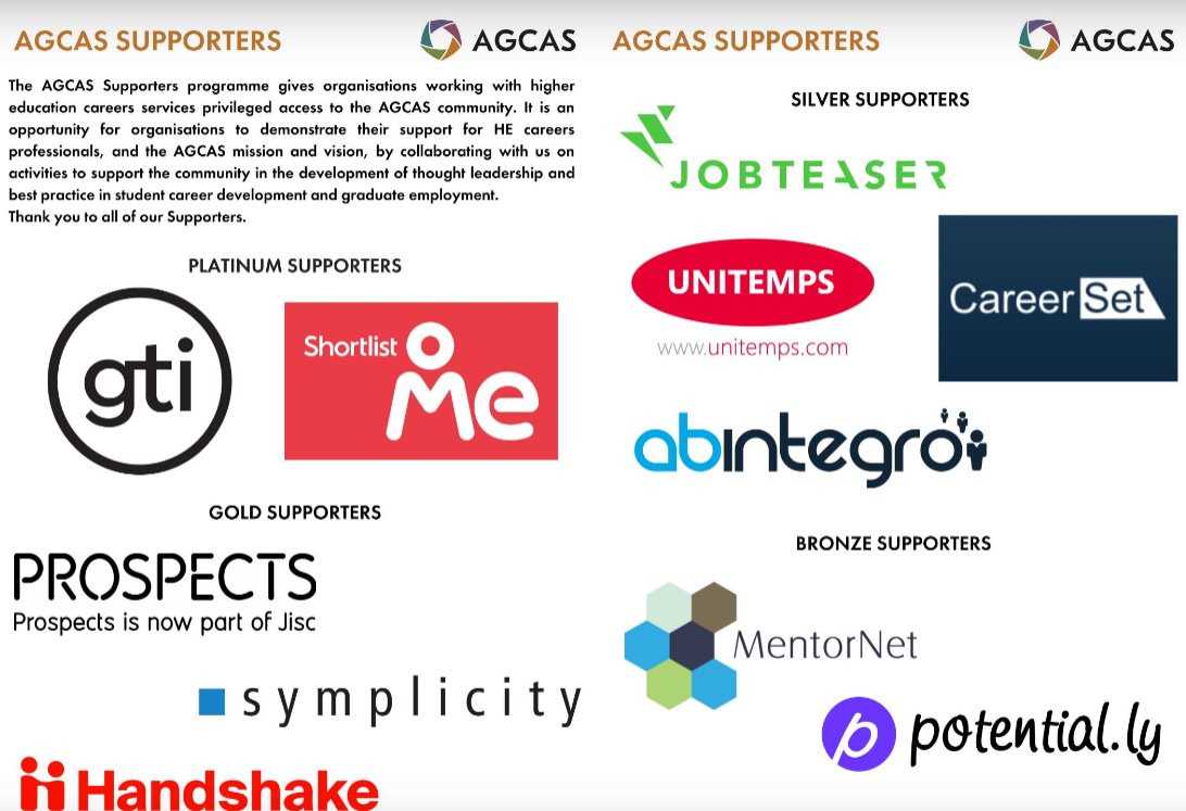 AGCAS's tweet photo. A final thank you to @AGCAS supporters for being involved in #AGCASAC21 and contributing their insight and expertise✅
@Group_GTI 
@Shortlist_Me 
@abintegro 
@sfGSoftware 
@JobteaserUK 
@mypotentially 
@Prospects @Jisc 
@symplicitycorp 
@Unitemps 
@JoinHandshakeUK 
@CareersetIO https://t.co/PGigpjt95j