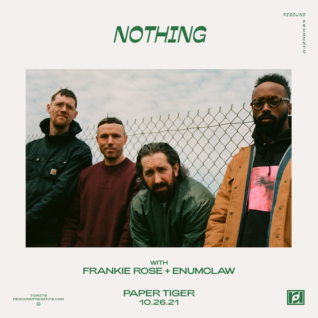 just announced! catch @BandofNOTHING and special guests @heyfrankierose and @enumclaw_online at @papertigersa on 10/26! tickets on sale NOW at resoundpresents.com 🤩