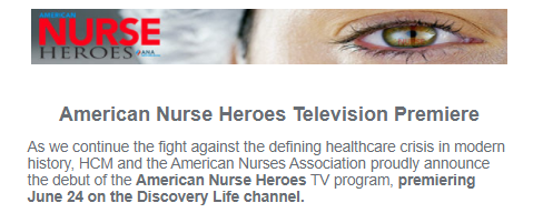WhatNursesDo's tweet photo. Tune in tonight at 8pm for the American Nurse Heroes Television Premiere @mypnaa @mjRNformatics @ReyRRivera1 @pnanewyork https://t.co/0aWaEmKLxW