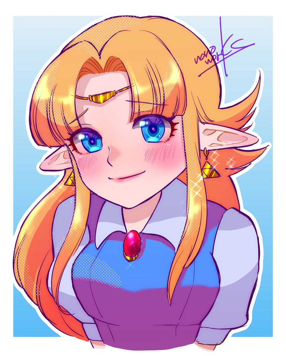 princess zelda 1girl pointy ears solo jewelry blue eyes smile blonde hair  illustration images