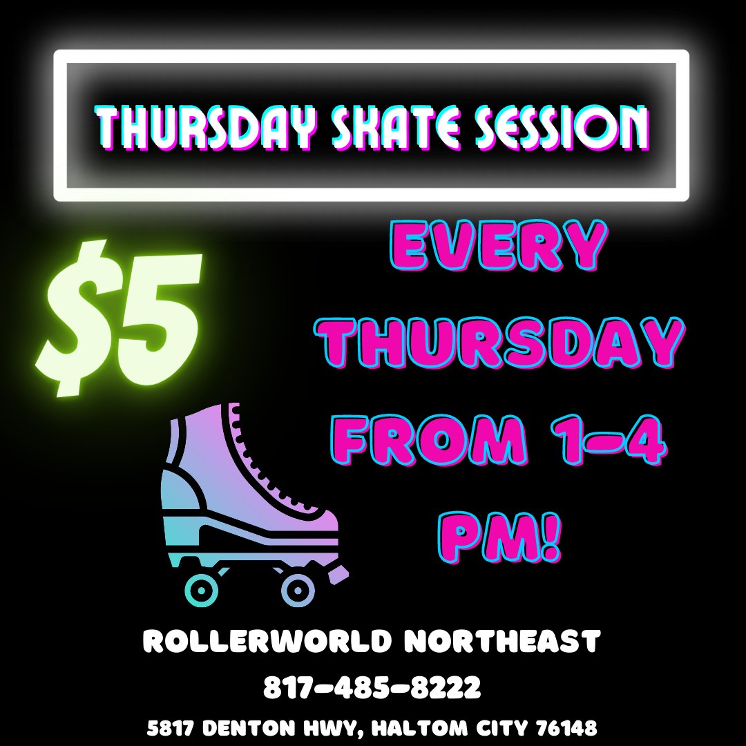 Good morning, skaters! RollerWorld NorthEast is open today from 1-4 pm for all ages. We also are open tonight 8-11 pm for our Adult Skate Night (18+)