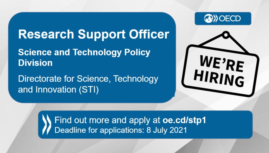 Our #STIpolicy division is looking for an experienced #researchofficer to work on a number of projects including the #STIPcompass knowledge management platform and the biennial #OECD STI Outlook report.

Find out more and apply online 👉 oe.cd/stp1

#researchjobs