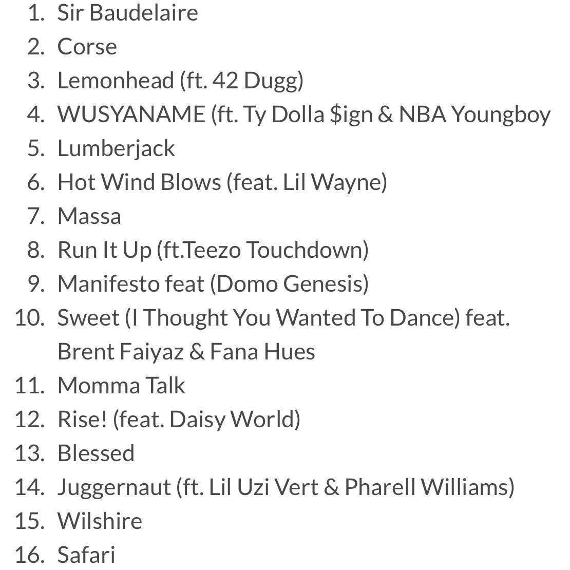Pop Crave على تويتر Tylerthecreator Unveils The Tracklist Of His Upcoming Album Call Me If You Get Lost The Album Features Lil Uzi Vert Brent Faiyaz Nba Youngboy Lil Wayne More