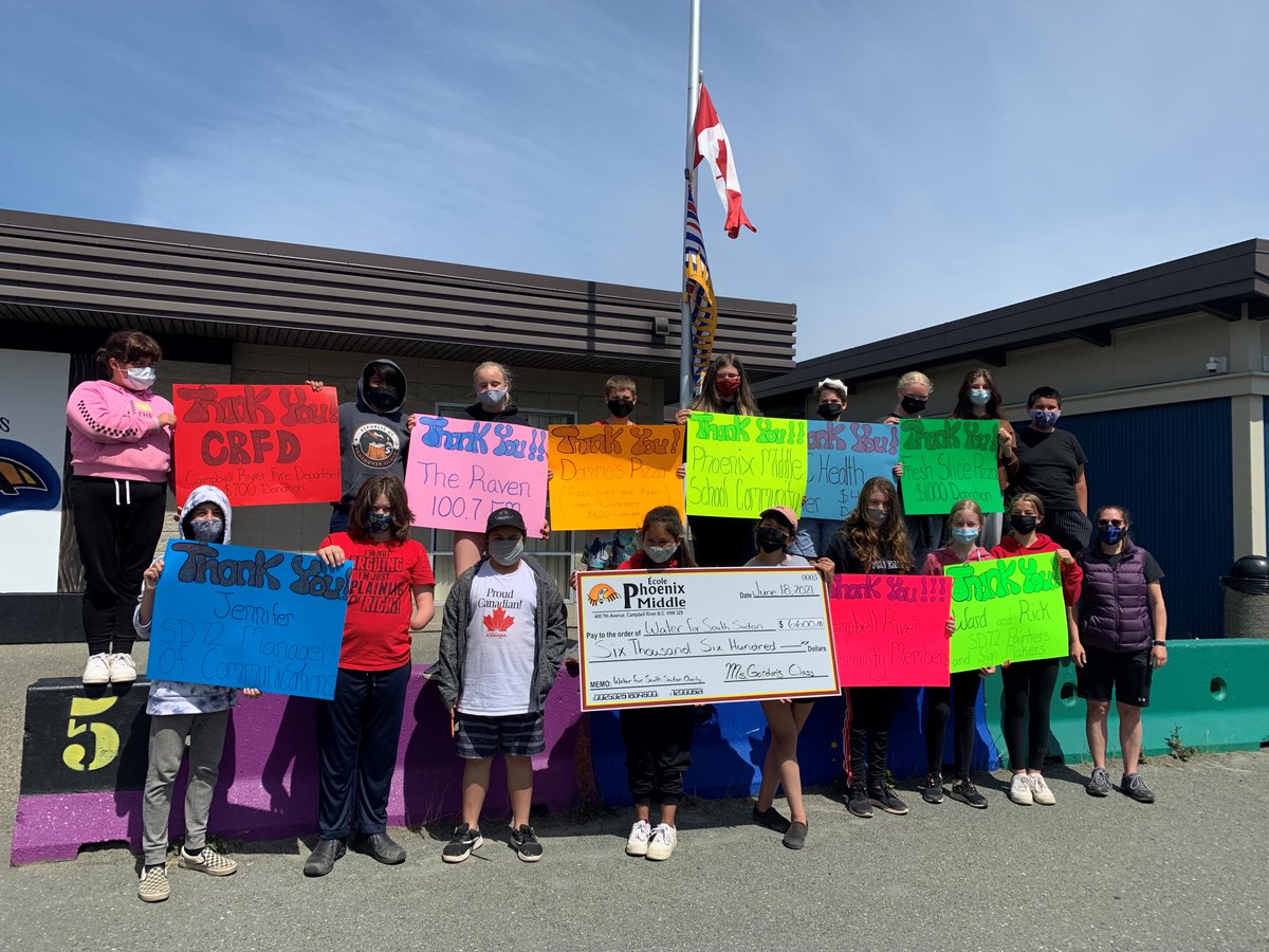 The Phoenix class fundraiser for Water for South Sudan came just shy of reaching their $8,000 goal with a final total of $6,600. The gr 6/7 class has been fundraising since mid-February &amp; did an amazing job considering the pandemic! ow.ly/fLYy50Ffq8C