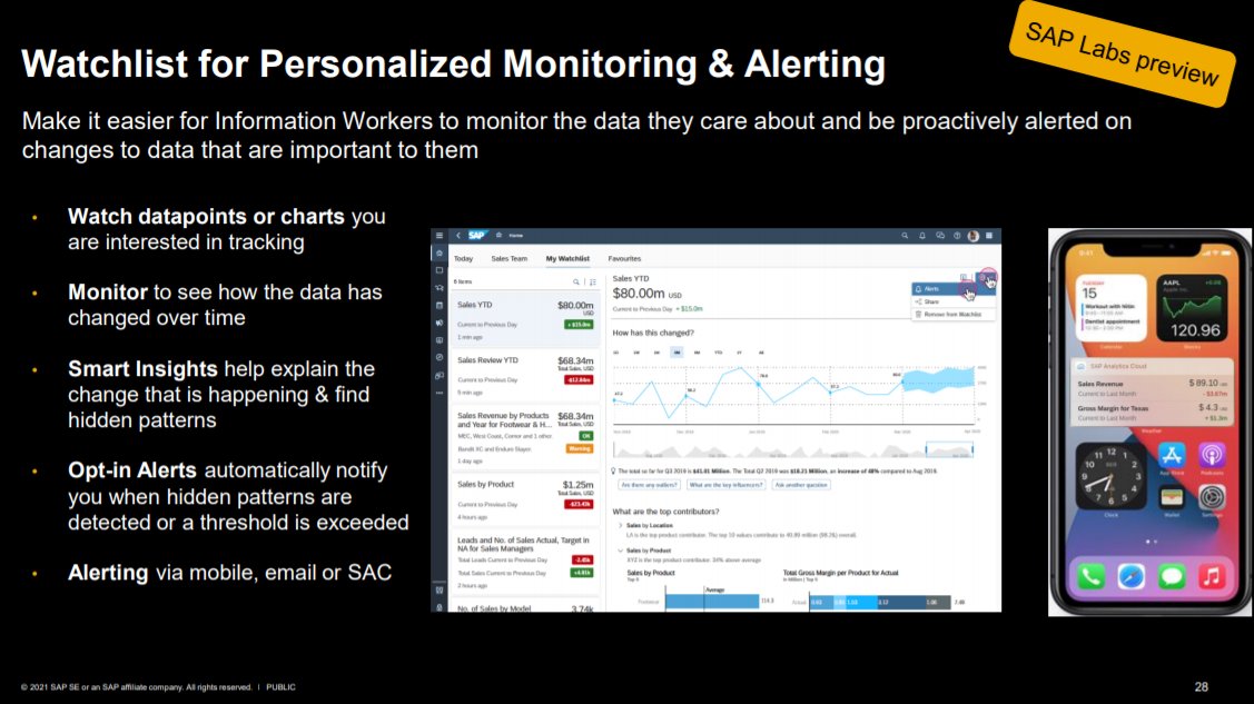 daveswilliams's tweet image. Very excited about &quot;Watchlist&quot; in SAP Analytics Cloud which brings personalized #analytics to businesspeople, those at the last mile of the decision and underserved with traditional business intelligence #asksap