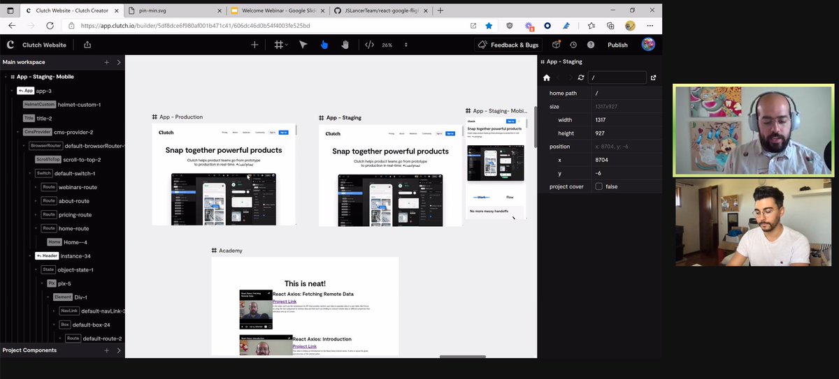 josecbasso's tweet image. .@vidjuheffex casually editing and publishing @clutchcreator website inside @clutchcreator app live in a webinar!!