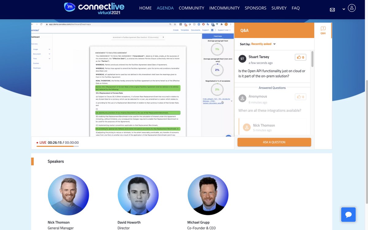 avvokadocs's tweet photo. Did you tune into @imanageinc's #ConnectLive to see the first sneak peek at our newest solution - #SmartRepapering ?
Here's some of our favourite moments of our Director David Howorth showing it in action π #DocumentAutomation #iManage #LegalTech https://t.co/f3fGBUTXE4