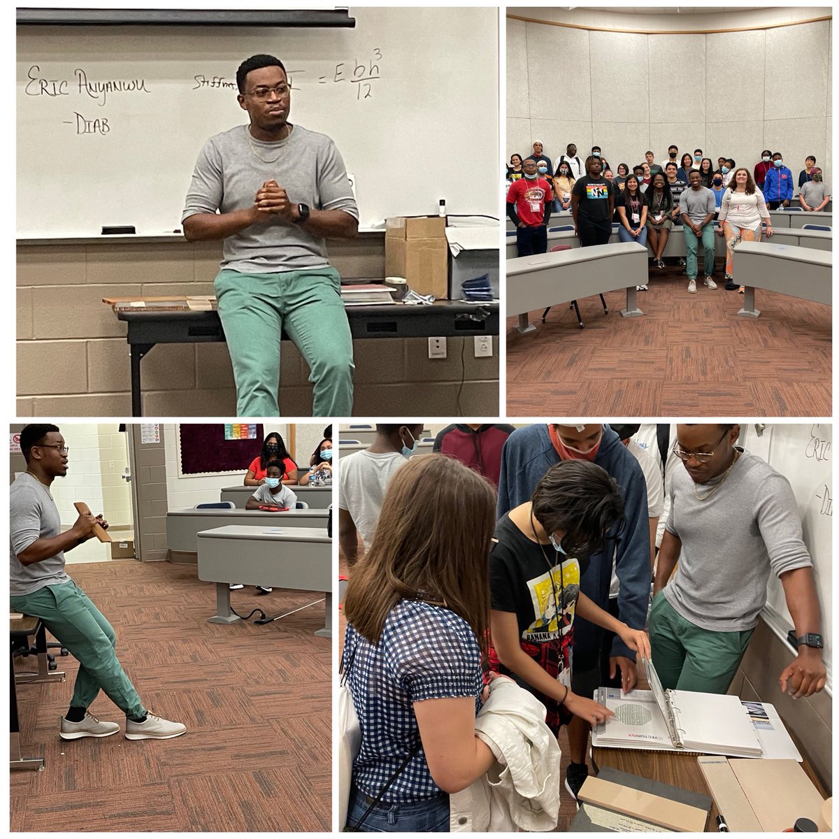 Thank you Mr. Eric Anyanwu, Mechanical Engineer and UNT grad for speaking about engineering careers and what you do in your job each day.  Thanks for encouraging us to take dual credit courses and to work hard in high school and college. ⁦@CoachCartmill1⁩ ⁦<a href="/LHSHarmon/">LHS Harmon Campus</a>⁩