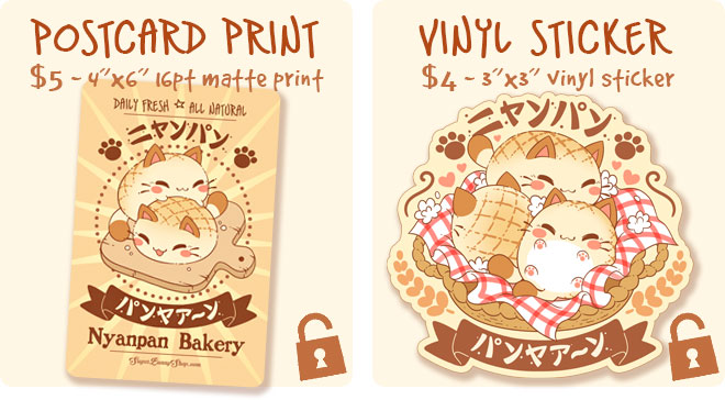I wrote up a post with more details about all of the extra items in the plush Kickstarter! Wood pins, stickers and bread bags, oh my 🐱🍞💚 