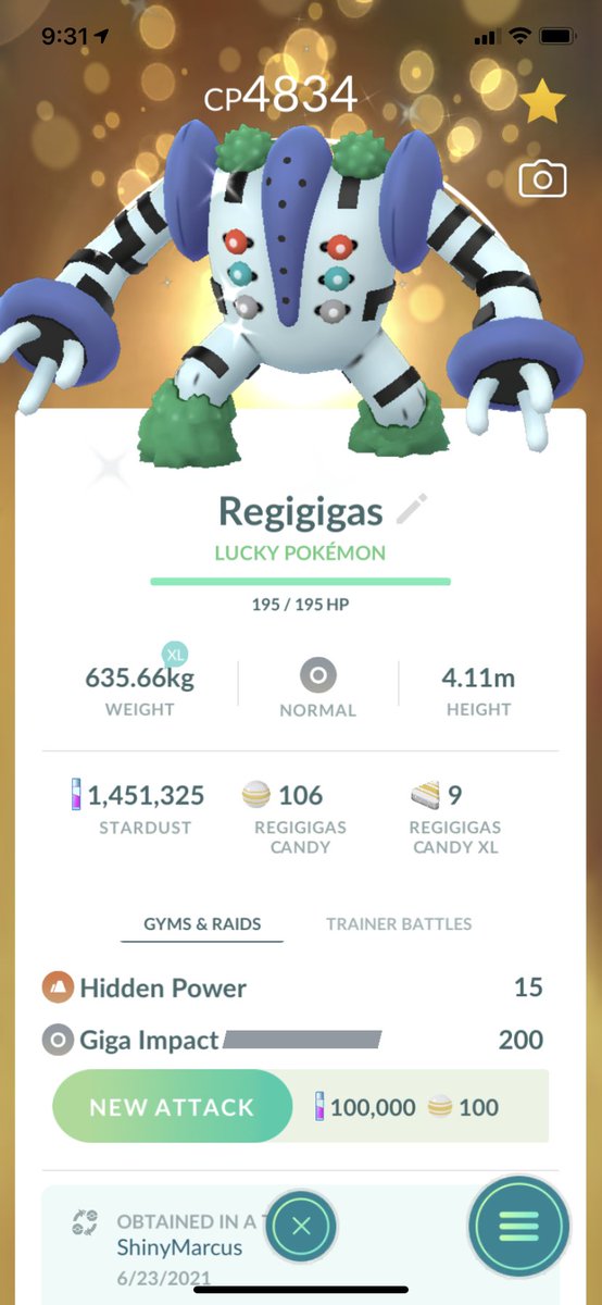 PERFECT IV REGIGIGAS FROM A LUCKY TRADE LETS GOOOO : r/pokemongobrag