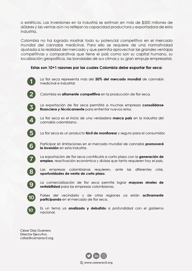 CamCannabisCol's tweet photo. #Importante | Como gremio, todos nuestros esfuerzos están encaminados a que nuestra industria sea más competitiva, incluyente y pueda participar en grandes mercados internacionales de #cannabis medicinal e industrial. https://t.co/G5r8SCeB5v