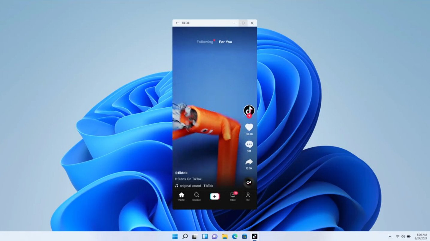 Tiktok running on Windows 11