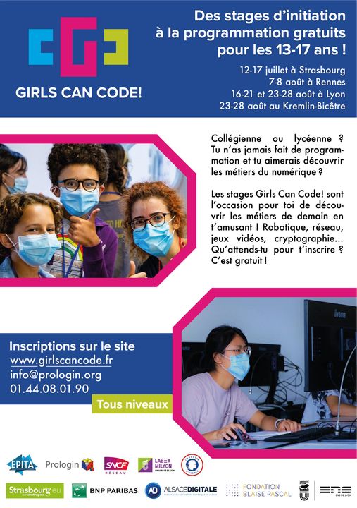 👩‍🦰💻#GirlsCanCode Stage gratuit <a href="/Strasbourg/">Strasbourg.eu</a> pour ♀️ de 13 à 17 ans, sans prérequis de niveau pr découvrir la programmation et les métiers du numérique tout en s’amusant du 12 au 17 juillet !
👉Inscriptions et informations sur girlscancode.fr 
#WomenInTech #WomenInSTEM