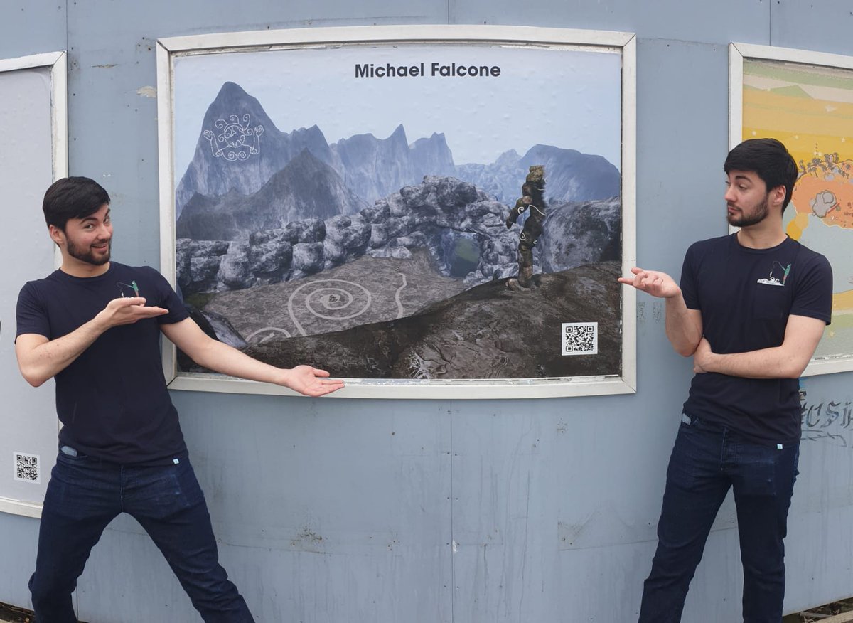 MichaelgFalcone's tweet photo. Got a picture of me &amp; me at my poster in Slessor Gardens! So happy to see my project finished and on display 😊
#ADGS2021 https://t.co/OL0yyzgplY