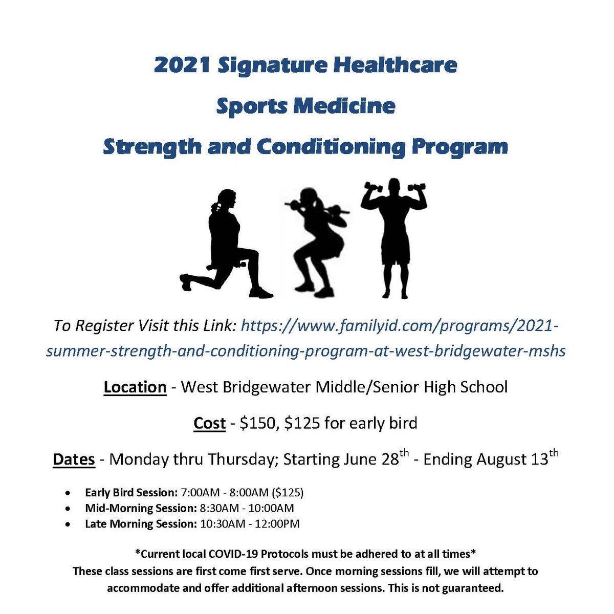 WBMSHS_AT's tweet photo. 4 Days Left to Sign Up! 

The mid-morning session is full! Get your spot in one of the other sessions so you don't miss your chance to prepare for sports next year! https://t.co/uXHO7u5ORT