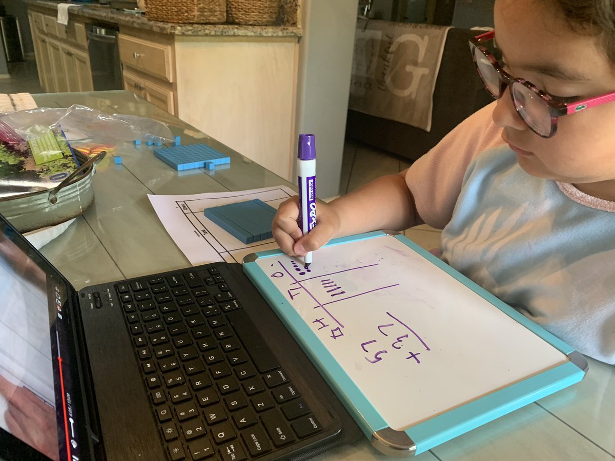 Natmargon's tweet photo. Noelle is practicing addition at home thanks to LFCISD’s Summer Jumpstart Program! #lfcisd https://t.co/Azj09dqR3t