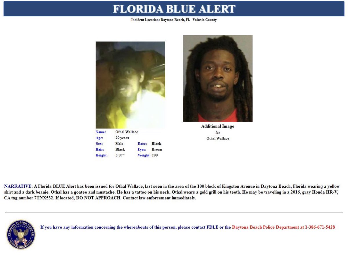 OfficialJoelF's tweet photo. Blue Alert just went off for man accused of shooting a Daytona Beach officer in the head https://t.co/MUo60HoEZD