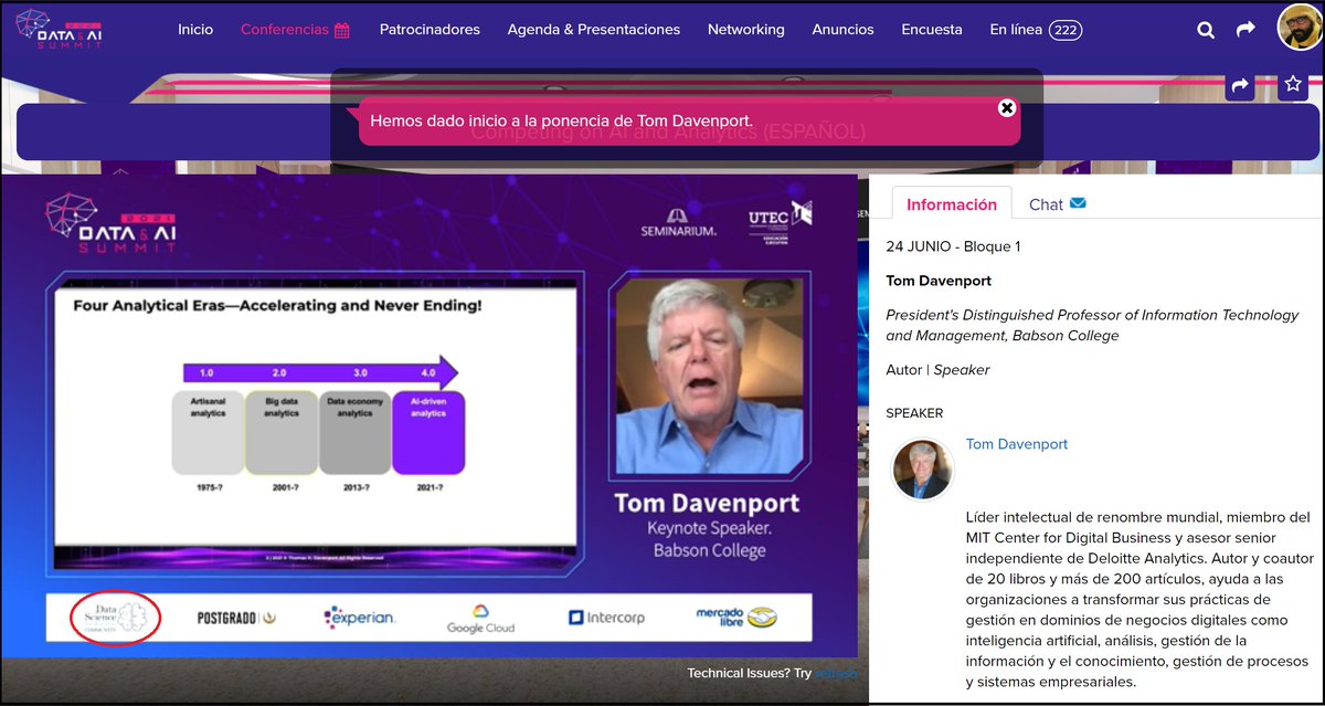 DS4BCommunity's tweet image. @TomDavenport : Eras de #Analytics  #Analítica :
. Analítica #Artesanal
. Analítica #BigData
. Analítica #EconomíadeDatos
. Analítica #ImpulsadaenIA

#DataAISummit2021 . @DS4BCommunity .