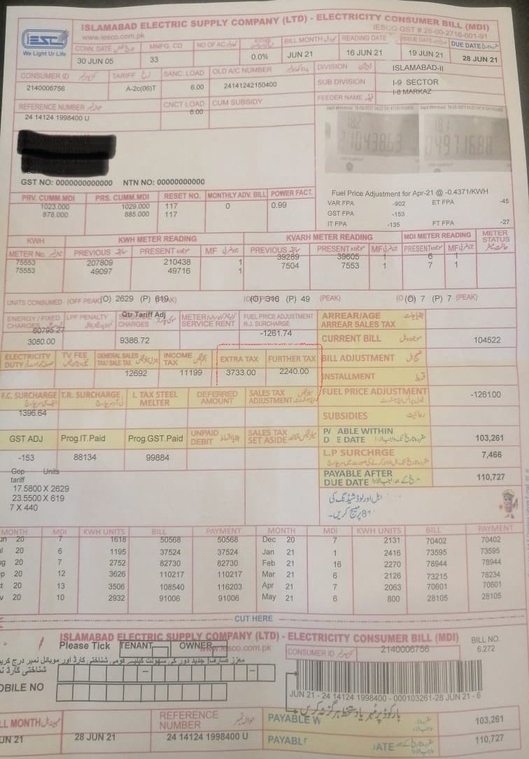 BdTamiz's tweet photo. Dear @IESCO_Official,
what the Fcuk are these #ExtraTax & #FurtherTax?
@A_B_I_D_ https://t.co/U7Xumr669M