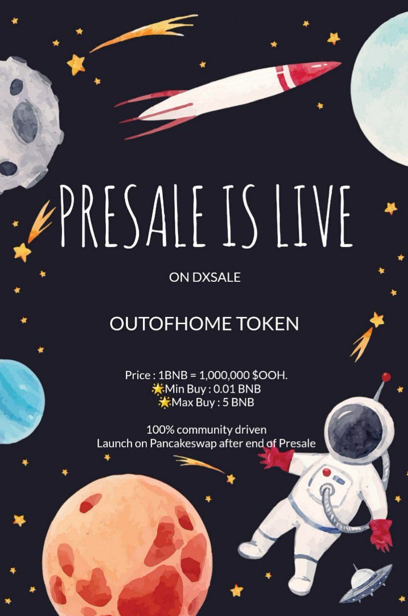 OutOFHomeToken's tweet photo. You can be part of OOH🌏🌍🌎... Just buy on DXSALE 🚀🚀🚀
*100% community driven*
#outofhometoken
#outofhome
#outofhomeishope
#cryptotwitter 
#cryptocrash 
#Bitcoin 
#cryptocurrency https://t.co/Ks2fzTadXn