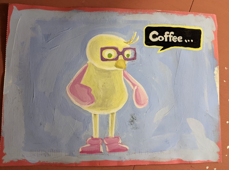 BirdProblems1's tweet image. Got this beautiful postcard and Bird Problems fan art in the mail today from the ineffable @craponcrap 

🥲 So beautiful. Look how the canary says, &quot;Coffee&quot; She did it, you guys!!