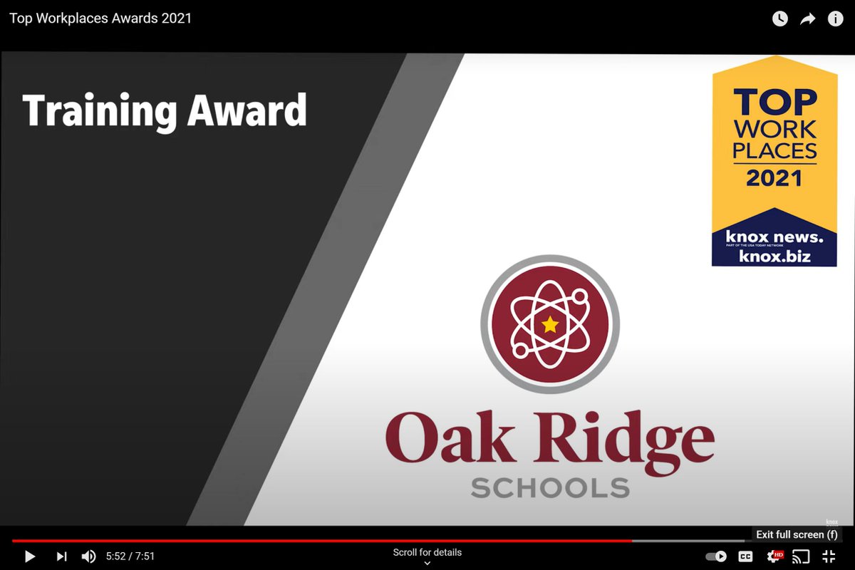 We’ve been named on the 2021 @TopWorkplace. 

Thanks to our employees, who made this happen!

We earned second place large business and an award for training.

Read our press release:
ortn.edu/oak-ridge-scho…

More info here #TopWorkplace:
bit.ly/NTW13
@teamenergage.
