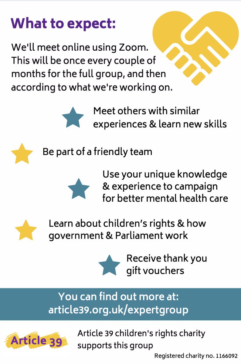 We're still keen to hear from children and young people who may be interested in joining our new expert group on mental health. Please help us by circulating - thank you 😊👍