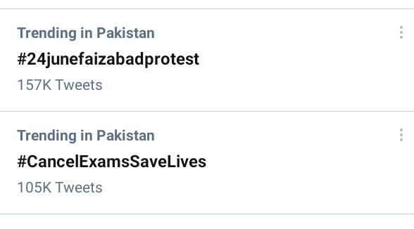 BelikeSadia's tweet photo. 157K &amp; 105K tweets....
This is not a small number
#CancelExamsSaveLives 
#24junefaizabadprotest https://t.co/w3niLWILJQ