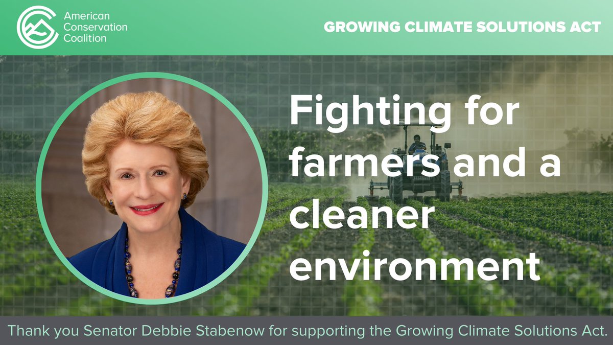 Thank you <a href="/SenStabenow/">Sen. Debbie Stabenow</a> for introducing the #GrowingClimateSolutions Act to move America closer toward climate-smart farming and economic resilience.

Your bipartisan leadership is helping the ag industry &amp; rural communities thrive!