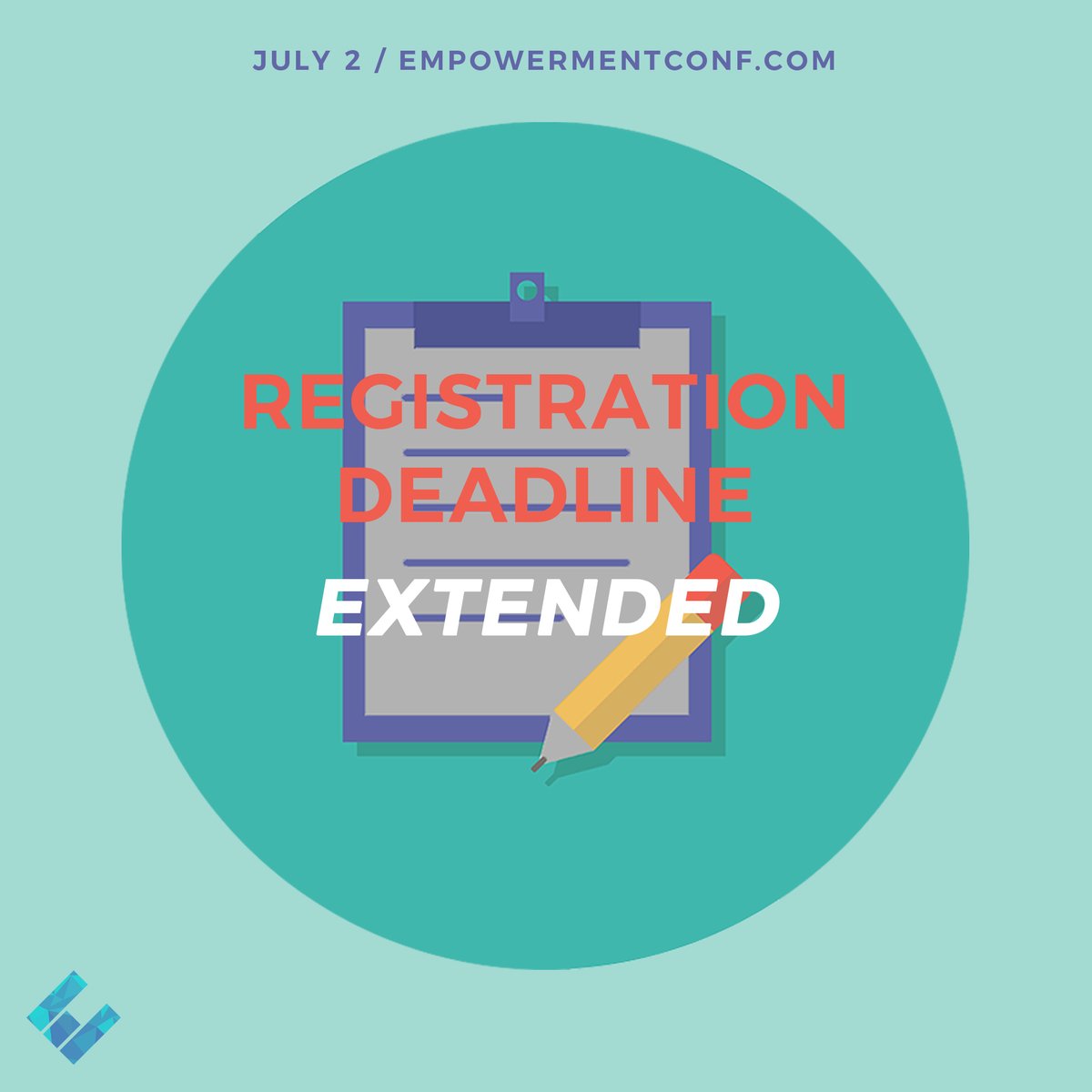 EmpowermentConf's tweet photo. The deadline to register or apply for a scholarship has been extended for a limited time. Registration is only open for 30 days this year, but it has been extended till July 2.
Register: https://t.co/m9slGEiNAH
#EC21 https://t.co/H8Dh5BJVxe