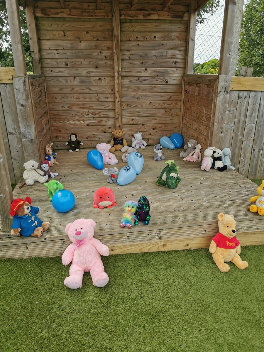 PlaygroupTree's tweet image. The teddies were hiding in our Secret Garden with balloons waiting on the boys and girls for their teddy bear picnic today. #earlyyears #teddybearspicnic #endofyear