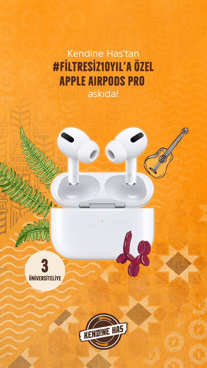 askidanevar's tweet image. Kendine Has’ın desteğiyle hayatı doyasıya yaşayanlar için Apple Airpods Pro askıda! @askidanevar ve @_kendinehas hesaplarını takip edip, bu tweet’i RT’leyen 3 üniversiteliye hediye! #Filtresiz10Yıl