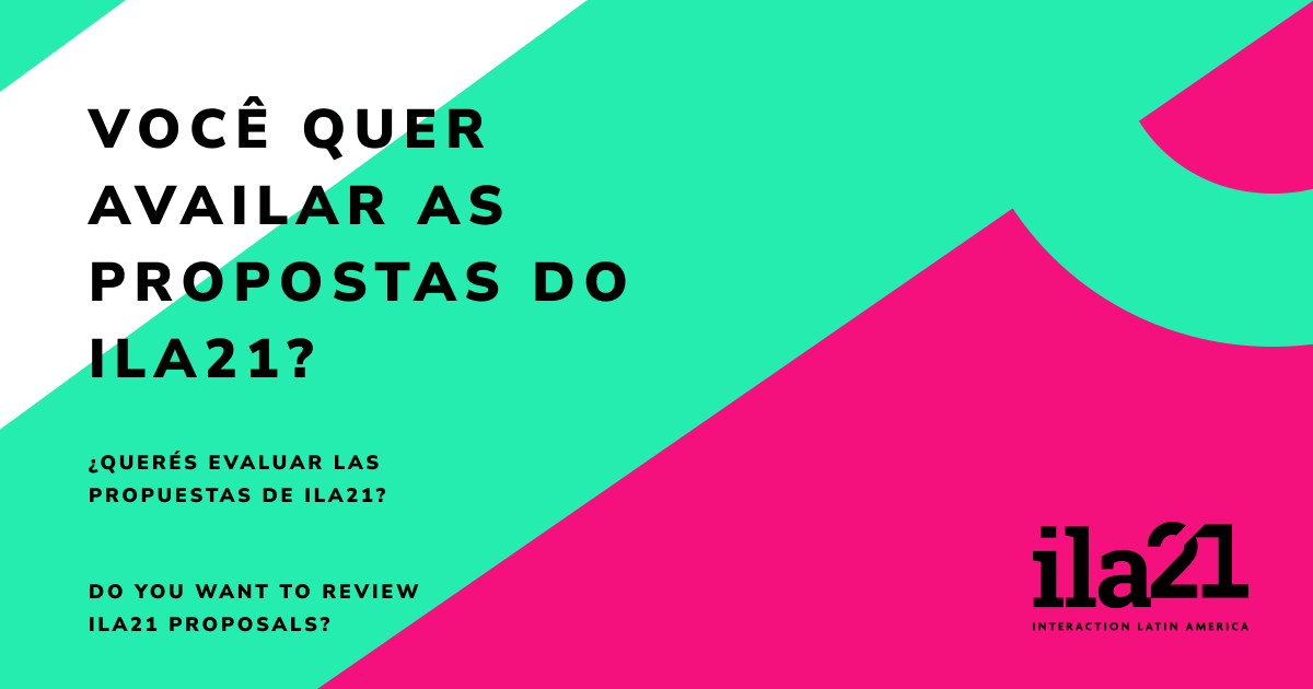 Precisamos de sua ajuda para que o ILA tenha as melhores e mais diversas palestras da América Latina. Você está interessado em ajudar? Entrar para shorturl.at/jmAOW