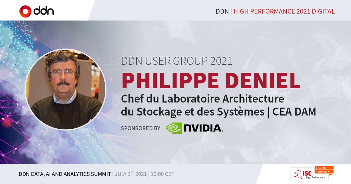 DDNintelligence's tweet photo. It is no secret the DDN Data, AI and Analytics Summit agenda is out! Tune in on July 1 to discover how Philippe Deniel and CEA are leveraging DDN’s technology to transform their #AI and #HPC strategic initiatives. https://t.co/2zDuokvRpp https://t.co/ETnnI1pnxl