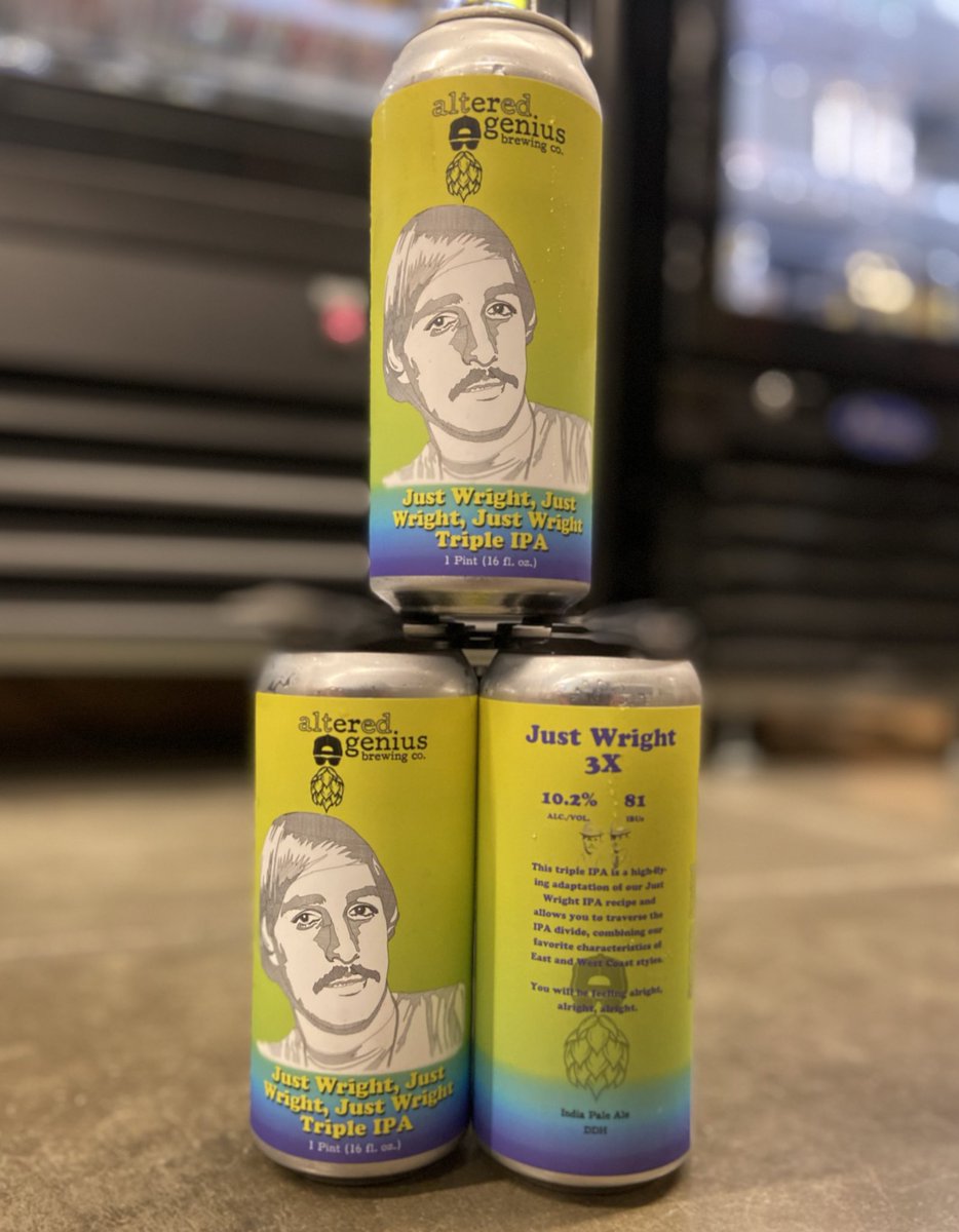 creekside_beer's tweet photo. Alright alright alright, it’s #TIPAThursday at Creekside Beer! And to celebrate, we’ve got fresh cans of Just Wright, Just Wright, Just Wright TIPA (10.2% ABV) from our neighbors at @alteredgenius!! This brew is dangerously drinkable for its ABV, so beware! #DrinkPGH🍻 https://t.co/5tkmeSnpJa