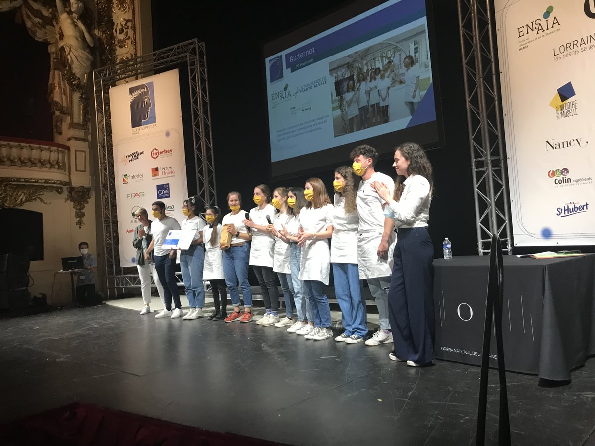 ENSAIA's tweet photo. [1/3]🔴#Butternot,  remporte l'Or d'#ECOTROPHELIA France et représentera la 🇫🇷 au concours 🇪🇺. L'alternative aux beurres et Margarines reçoit aussi le🏆 Coup de ❤️ du Public et le 🏆 Fruits&amp;Légumes
#ENSAIAfiere
#Food  #Concours #FoodInnovationDays #InnovationAlimentaire #Nancy https://t.co/ojGdOoJD3J