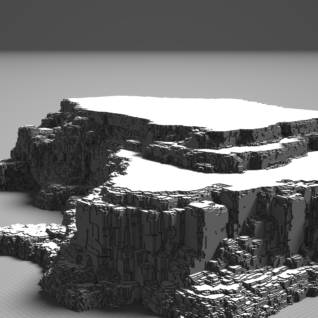 Lord_Sharkca's tweet photo. The landmass is taking form with the help of shaders by #patStar, notably plaster, plates, coating, and riffle.
The vanilla modify commands dilate, rand, and erode are also pretty useful.
#magicavoxel #voxelart https://t.co/bUyefU3v9R