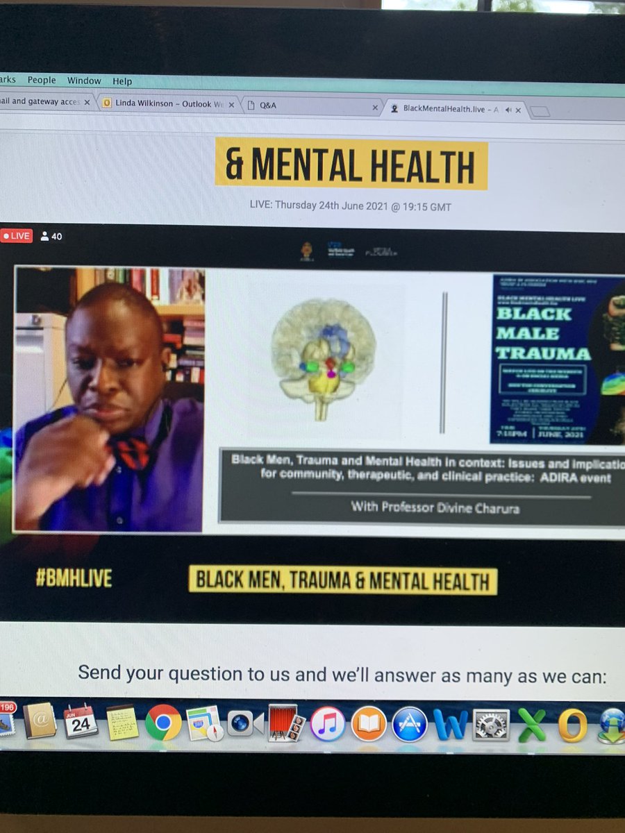 Prof Charura talking about trauma in black men. Join us at Black mental health live.
