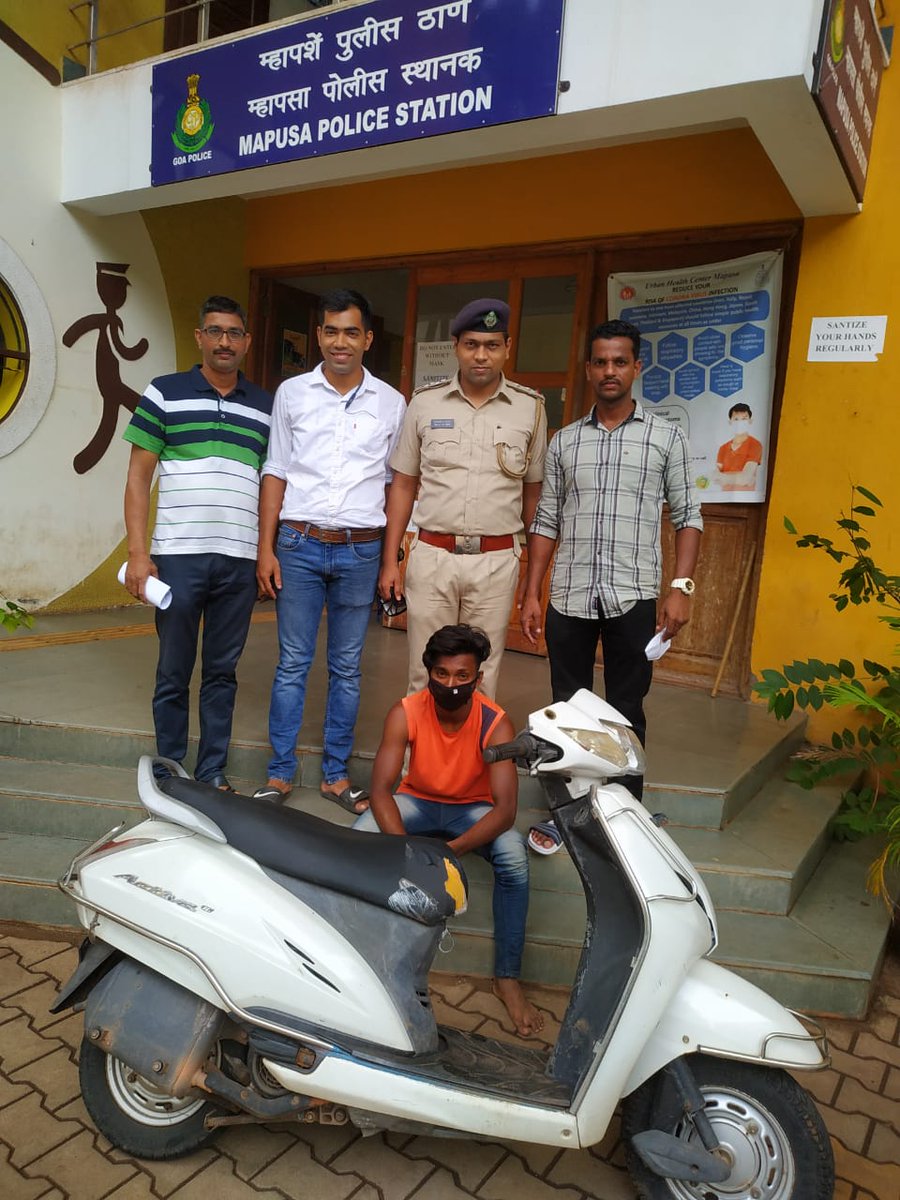 spnorthgoa's tweet photo. Action on Motor Vehicle Thefts!In last 10 days 10 stolen vehicles have been recovered by #goapolice. This includes arrest of a bike lifter gang by PS Pernem which would dismantle stolen bikes &amp; sell them as spare parts.if you are a victim of vehicle theft call 112 now to report! https://t.co/6HrmwkkmpH