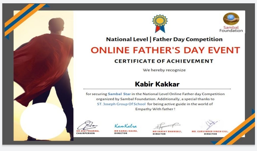 Little Sunshine (@kabirkakkar10) on Twitter photo National Level | Father's Day 2021
<a href="/ashokkp/">Ashok Pandey</a> <a href="/y_sanjay/">Sanjay Yadav</a> <a href="/AhlconIntl/">AhlconIntl</a> <a href="/ShandilyaPooja/">Pooja Shandilya</a> <a href="/priyanka_vc/">Priyanka V.Chaudhary</a> <a href="/anupmauppal7/">Anupma Uppal</a> <a href="/sambal/">sambal</a>
#sambalfoundation #FathersDay2021 National Level | Father's Day 2021
<a href="/ashokkp/">Ashok Pandey</a> <a href="/y_sanjay/">Sanjay Yadav</a> <a href="/AhlconIntl/">AhlconIntl</a> <a href="/ShandilyaPooja/">Pooja Shandilya</a> <a href="/priyanka_vc/">Priyanka V.Chaudhary</a> <a href="/anupmauppal7/">Anupma Uppal</a> <a href="/sambal/">sambal</a>
#sambalfoundation #FathersDay2021