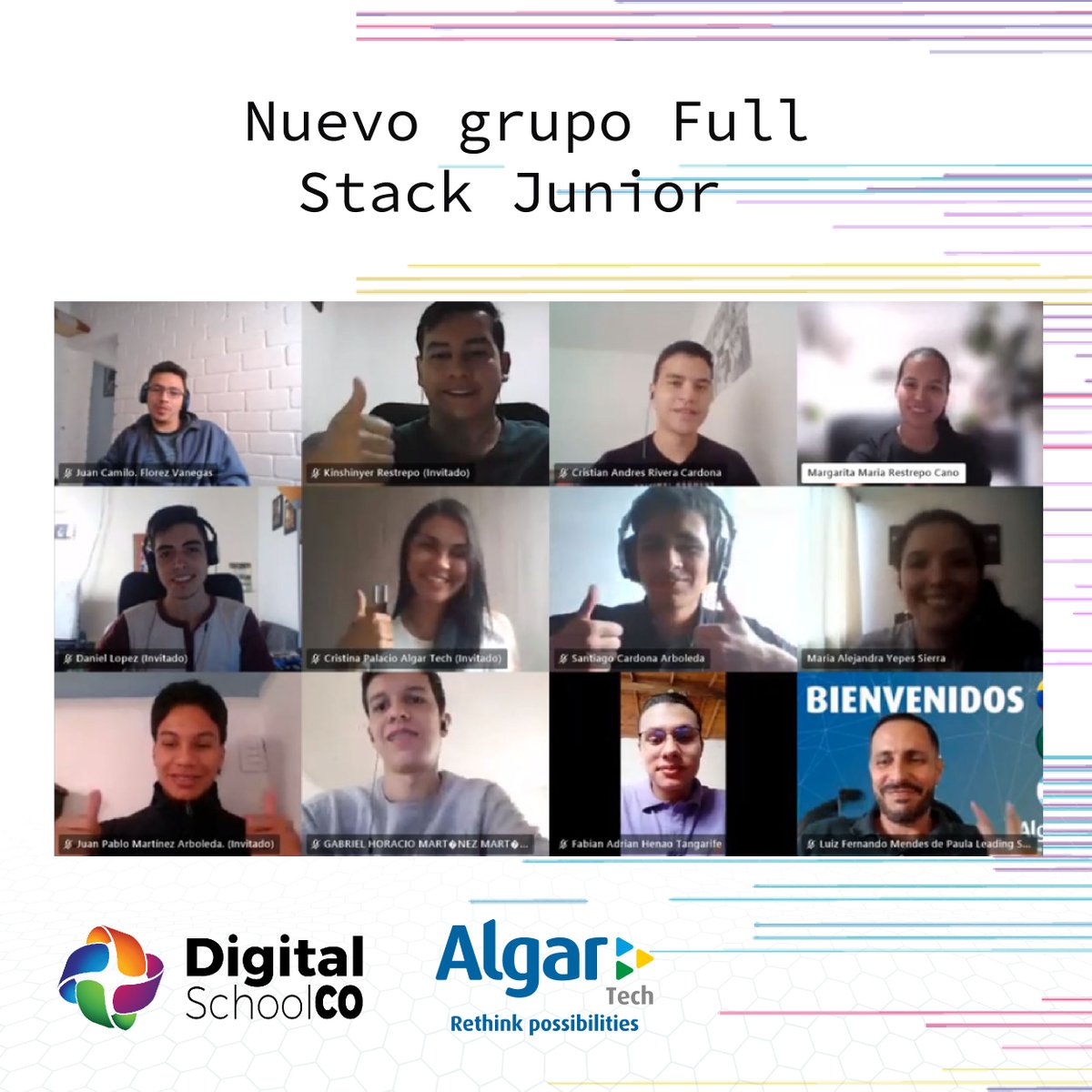DigitalSchoolCO's tweet image. El 22 de junio le dimos la bienvenida a nuestro nuevo grupo de aprendices, donde trabajaran para convertirse en Full Stack Junior 🥳 y vivirán esta experiencia junto con #algartechlatam, una de la empresas más reconocidas en el sector TI. 👏¡Felicidades!

#DigitalSchool #AlgaTech