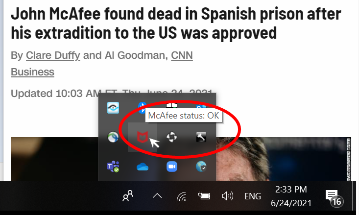 #McAfee last false positive.