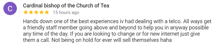 Cheers for the review!
We're very pleased you've enjoyed your experience with us 😁

We'd love to hear from you, leave us a review on google 👇
g.page/r/CchtCPsqxPNb…

#review #aussiebusiness #telco #nbn