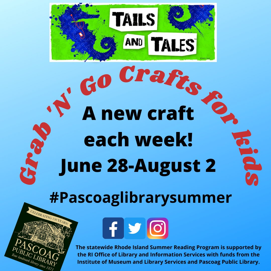 PascoagLibrary's tweet image. We have Grab N Go Crafts starting Monday!