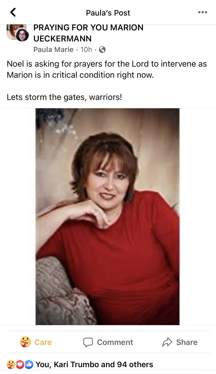 Our friend, sister in Christ, &amp; fellow author in our Save the Date antho, Marion Ueckermann, needs prayers! She’s got Covid and is on a ventilator. 

We’re praying on FB but I KNOW I have some Twitter friends who are prayer warriors too!

Lord, please heal Marion, in Jesus’ name!