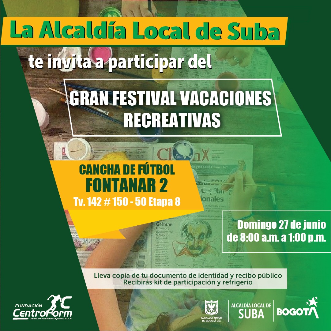 subaalcaldia's tweet photo. ¡Anímate! Inscripciones el sábado 26 de junio en la cancha de fútbol Fontanar 2 de 10:00 a.m. a 12:00 m. 

Información adicional con Paola Márquez en 3015686525 o Viviana Caro en 3112878797 https://t.co/au8AMWAR6T