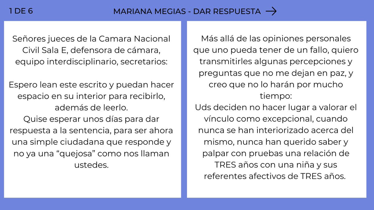 Carta de Mariana Megías parte 1 de 6
#abrazamosamimi #cuidamosamimi #queridisimamimi
<a href="/marceloikonikof/">marcelo ikonikoff</a> <a href="/barilirodolfo/">Rodolfo Barili</a> <a href="/AnaBertone5/">Ana Bertone</a>
<a href="/lara_piro/">Lara Piro</a> <a href="/Tutehumor/">Tute</a> <a href="/lanegrapietra/">Andrea Pietra</a>
 <a href="/Facundo_Arana/">Facundo</a>
