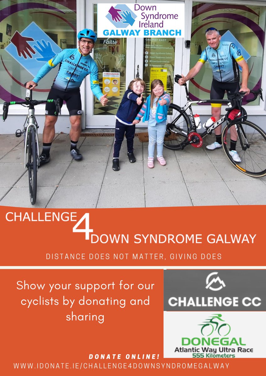DownSyndromeGal's tweet photo. 🚴🏻‍♂️Challenge Cycling Club based in Oranmore has announced it will partner with Down Syndrome Galway as their charity for the remainder of 2021. 🚴‍♀️Please get behind the crew in the Challenge CC and show your support for the cyclists on their challenge 🚴🏻https://t.co/xQEyqSEcSn https://t.co/IIosOo6wD1